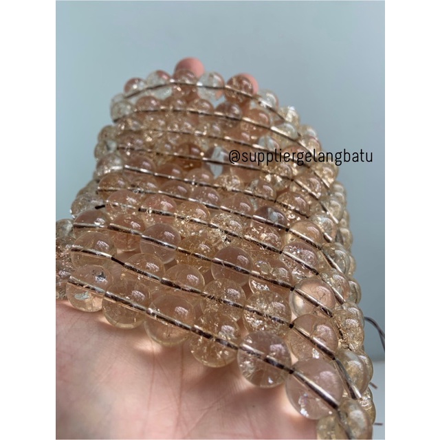 semi stone rutilated kuarsa YELLOW quartz 12mm KUNING gelang kalung