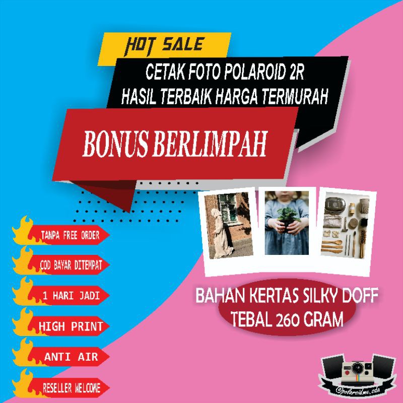 

POLAROID WATERPROOF/ANTI AIR ( 260 Gr TEBAL KERTAS)