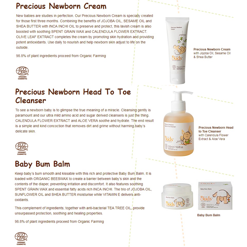 Buds Precious Newborn Cream 75ml - Lotion Bayi Organik