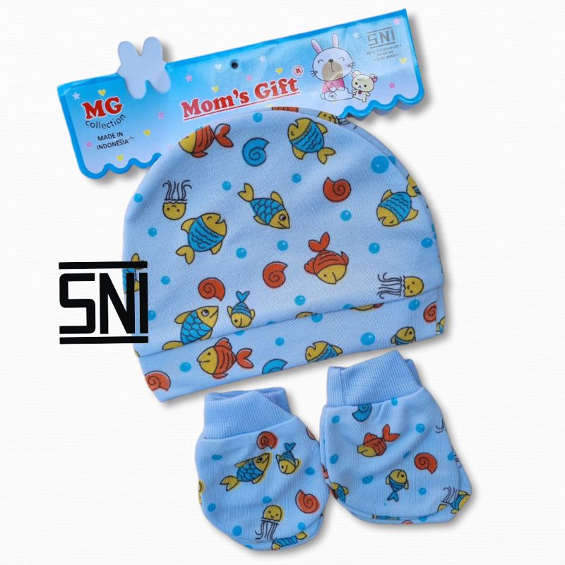 1 Set Topi dan Sarung tangan kaki SNI motif lucu murah