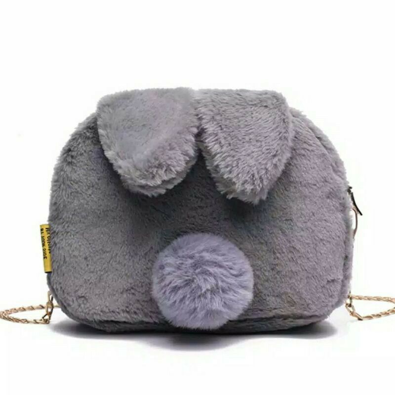 Tas Bulu Selempang Wanita Mat Bulu Halus Felivia Tas Slempang Lucu Telinga Kelinci