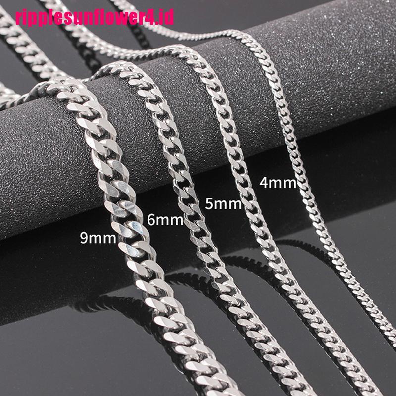 Kalung Bahan Stainless Steel Gaya Hip Hop Ukuran 4-6mm Untuk Pria