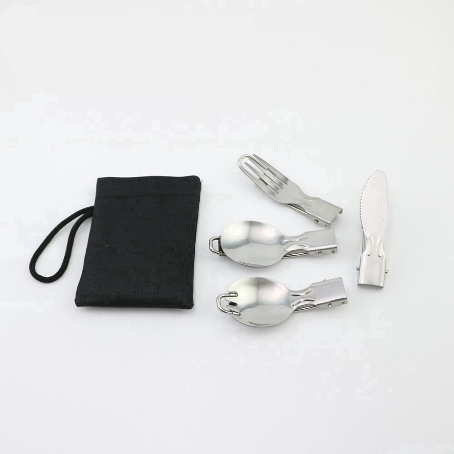 Alat Makan Lipat * Sendok Garpu Pisau Stainless Steel * Portable Travel Outdoor Camping