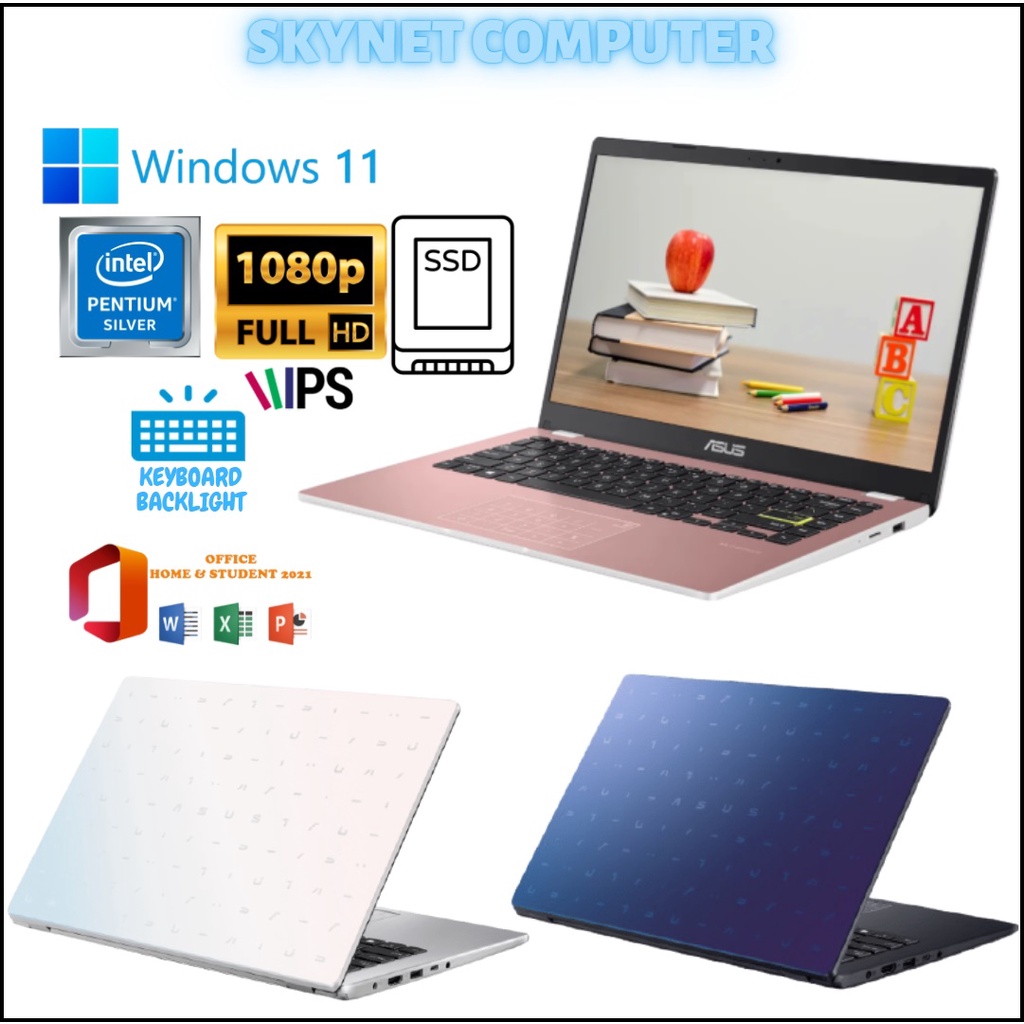 ASUS VIVOBOOK E410KAO INTEL PENTIUM N6000 RAM4GB SSD256GB WINDOWS 11 OHS 2021 ORIGINAL