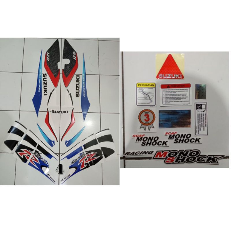 setriping rangka satria lumba putih biru