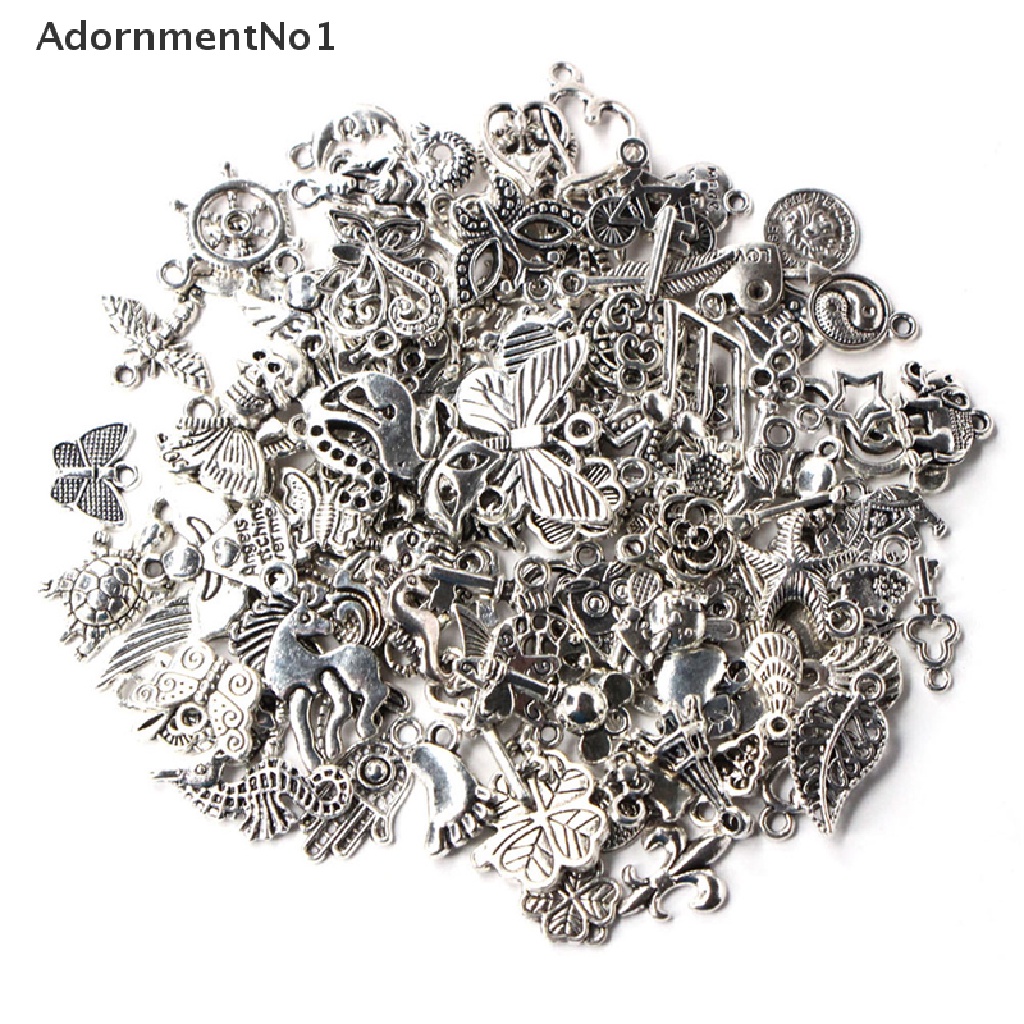 (AdornmentNo1) 100pcs / Lot Liontin Silver Tibet Campur Untuk DIY Perhiasan