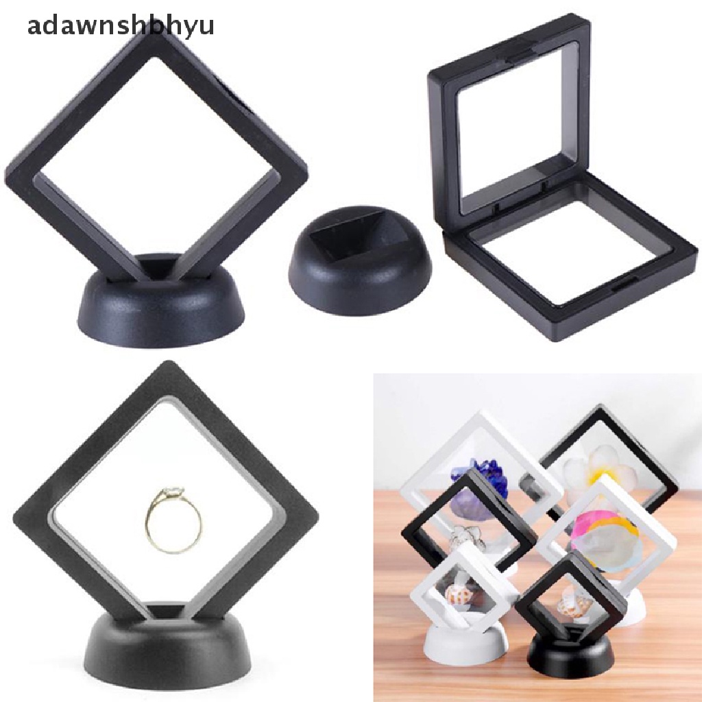 Adawnshbhyu Persegi 3D Melayang Perhiasan Koin Display Frame Holder Box Case w/Stand ID