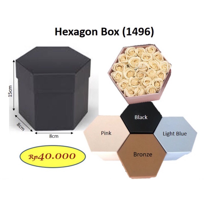 

box bunga - hexagon box - box persegi 6 - bloombox - hardbox - bloom box - hard box (1496)