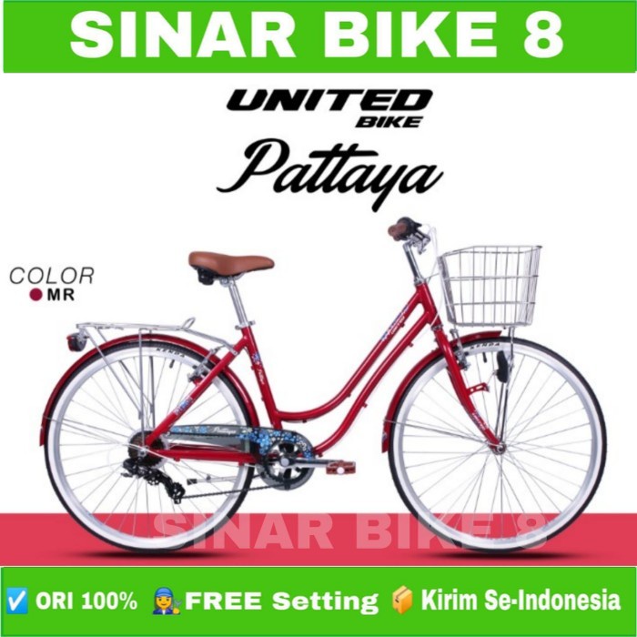 Sepeda Mini Keranjang Dewasa UNITED PATTAYA Ukuran 26 Inch Alloy 7 Speed