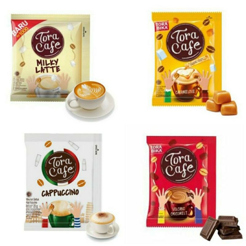 

Torabika Tora Cafe Milky Latte/ Caramel Latte/ Cappucinno/ Choco Latte (isi 10 Pcs)