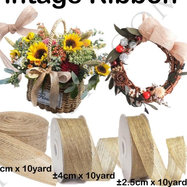 

☞ Vintage RIbbon ±6.3cm x 10yard - pita rustic ➲