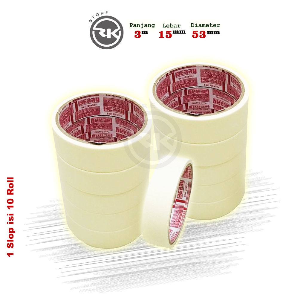 

Berry Tape | Masking Tape 3/4 inch | Lakban Kertas | Isolasi Selotip Kertas | Masking Tape Murah | Masking Tape Panjang 300cm | Selotip Kertas