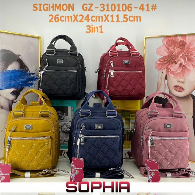 Tas wanita sighmon import bisa ransel selempang tenteng 310106 kanvas