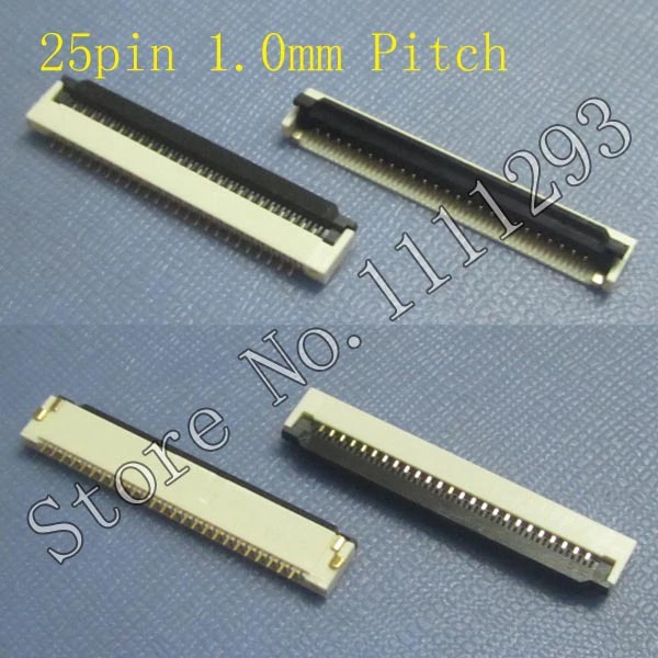 10pcs/lot FPC FFC flat cable connector socket 25pin 1.0mm Pitch for Laptop Internal KeyBoard