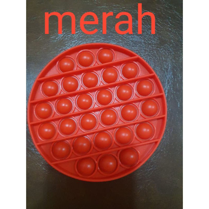 viralkan Mainan POP IT 2 PEMAIN super Jumbo rainbow panjang tebal 32 x 19 free 2 dadu games anak-BulatMerah+Kelereng