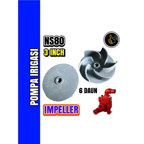 NS80 Impeller-kipas 6 Daun pompa irigasi
