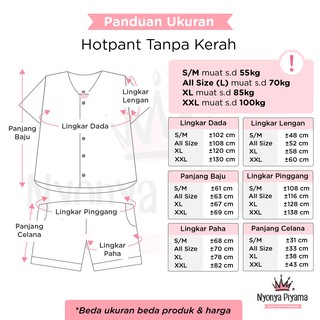 Embos Bordir - Piyama All Size / L Hotpant Tanpa Kerah