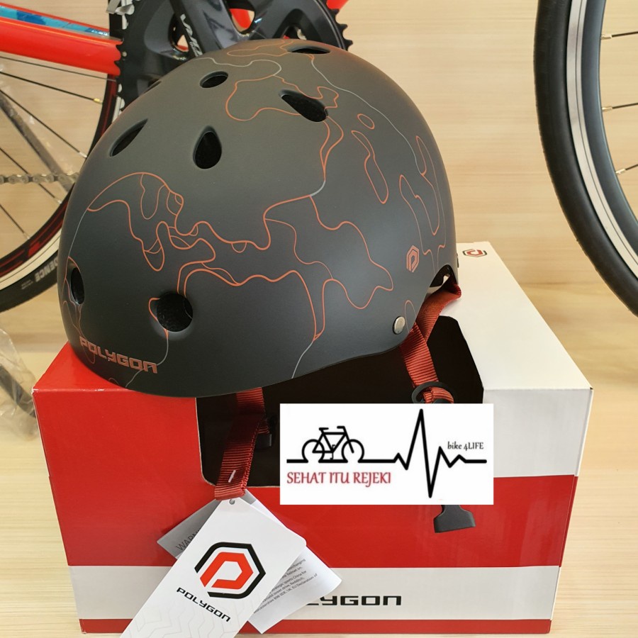 HELM SEPEDA POLYGON HOPPE BLACK BROWN. BMX SELI MODEL BATOK