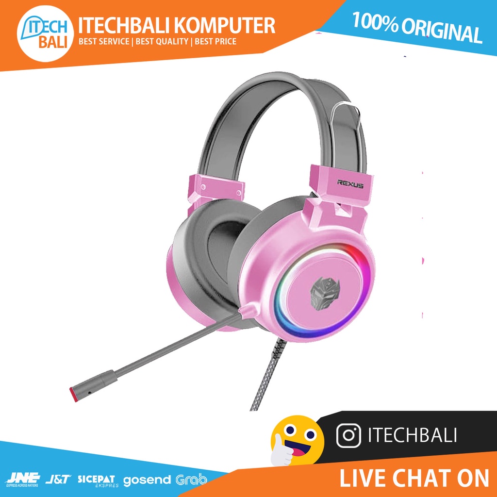 HEADSET REXUS F30 Mic Dual Jack 3.5mm - Pink | ITECHBALI