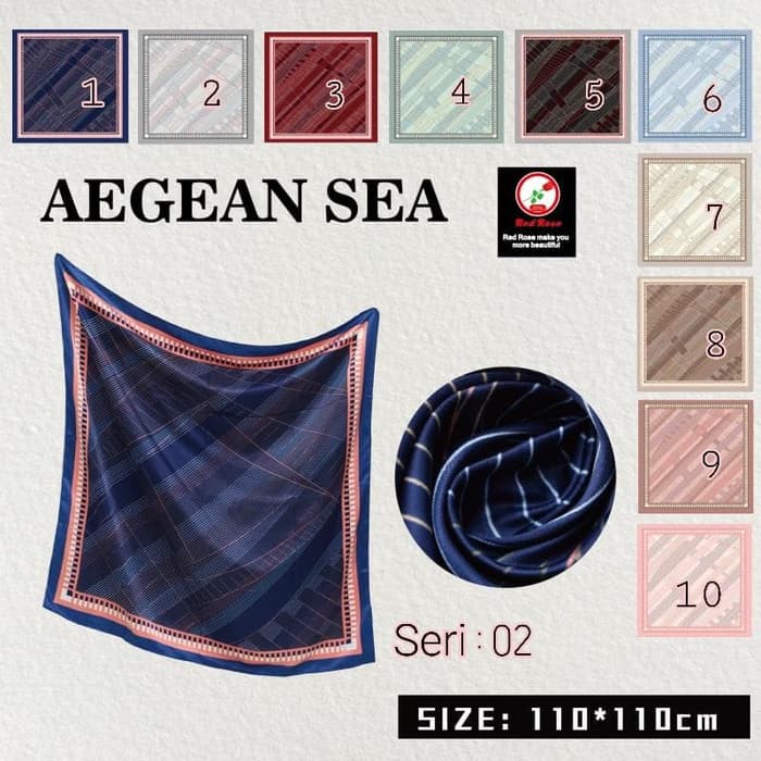 Jilbab Segi Empat Satin Velvet Motif Garis Bunga - seri : AEGEAN 02
