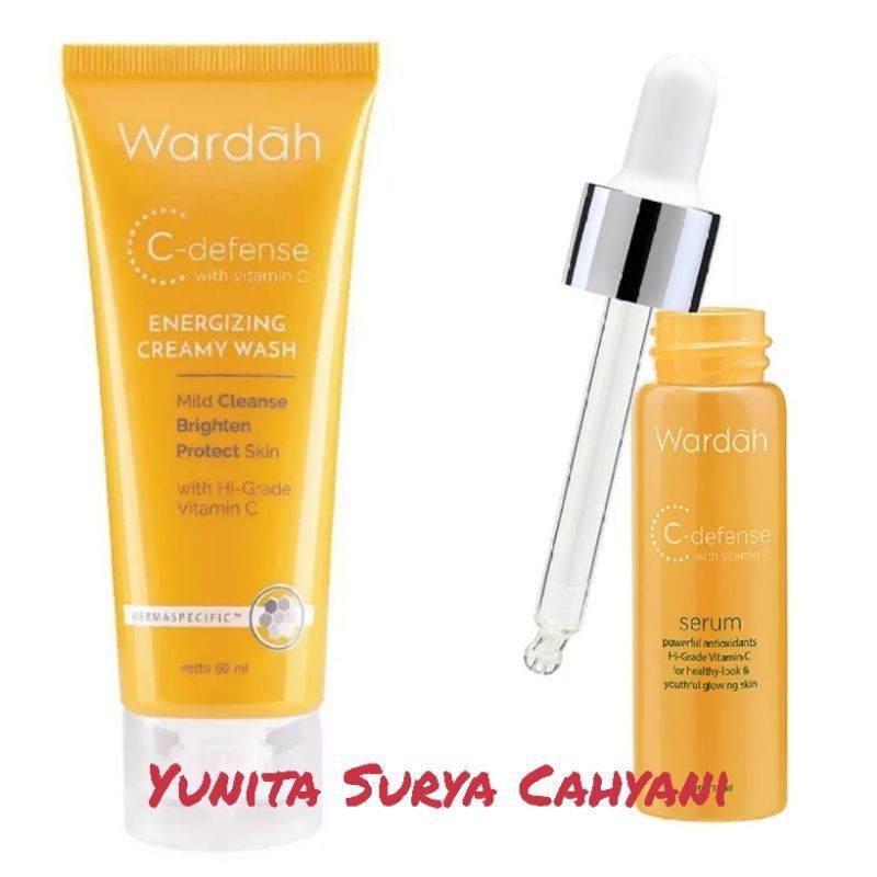 Wardah Energizing Creamy Wash Vitamin C Sabun Cuci Muka 100 ML, Serum 17ml