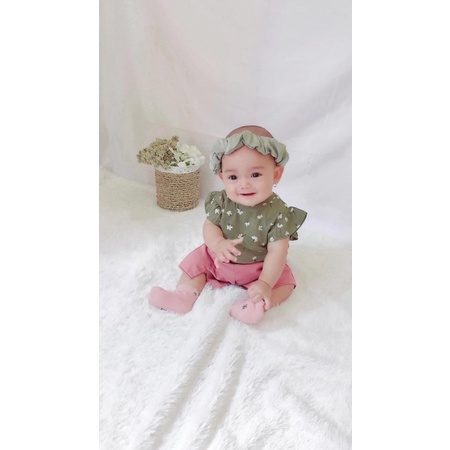 setelan rayon anak perempuan celana pendek JENNA NANA set  0 1 2 tahun baby bayi newborn