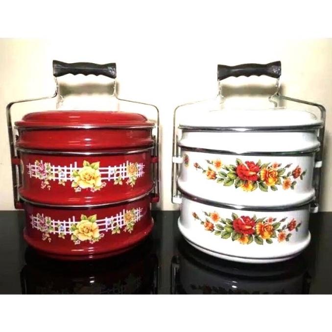 RANTANG ENAMEL / TENONG JADUL 24 CM / 3 SUSUN