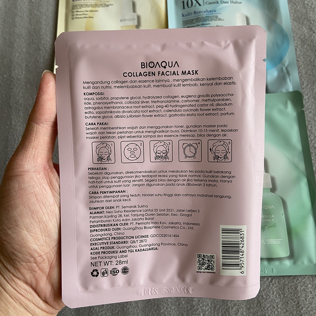 Masker Wajah Bioaqua Sheet Mask BPOM 10x Manfaat Masker Topeng Bioaqua Facial Mask 28ml