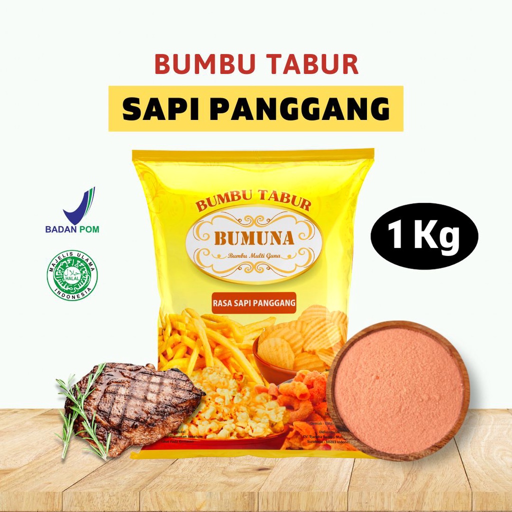 

Bumbu Tabur Sapi Panggang 1 Kg Bumuna/ Seasoning Powder / Serbuk Tabur / Bumbu Tabur Cemilan Keripik Kentang Makroni Mie Lidi