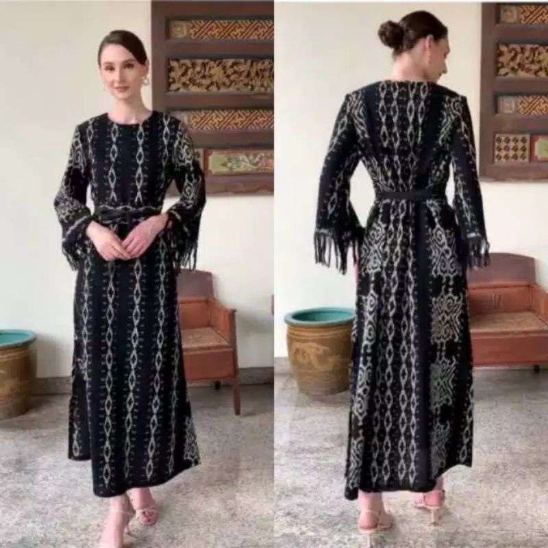 Gamis tenun etnik jepara motif