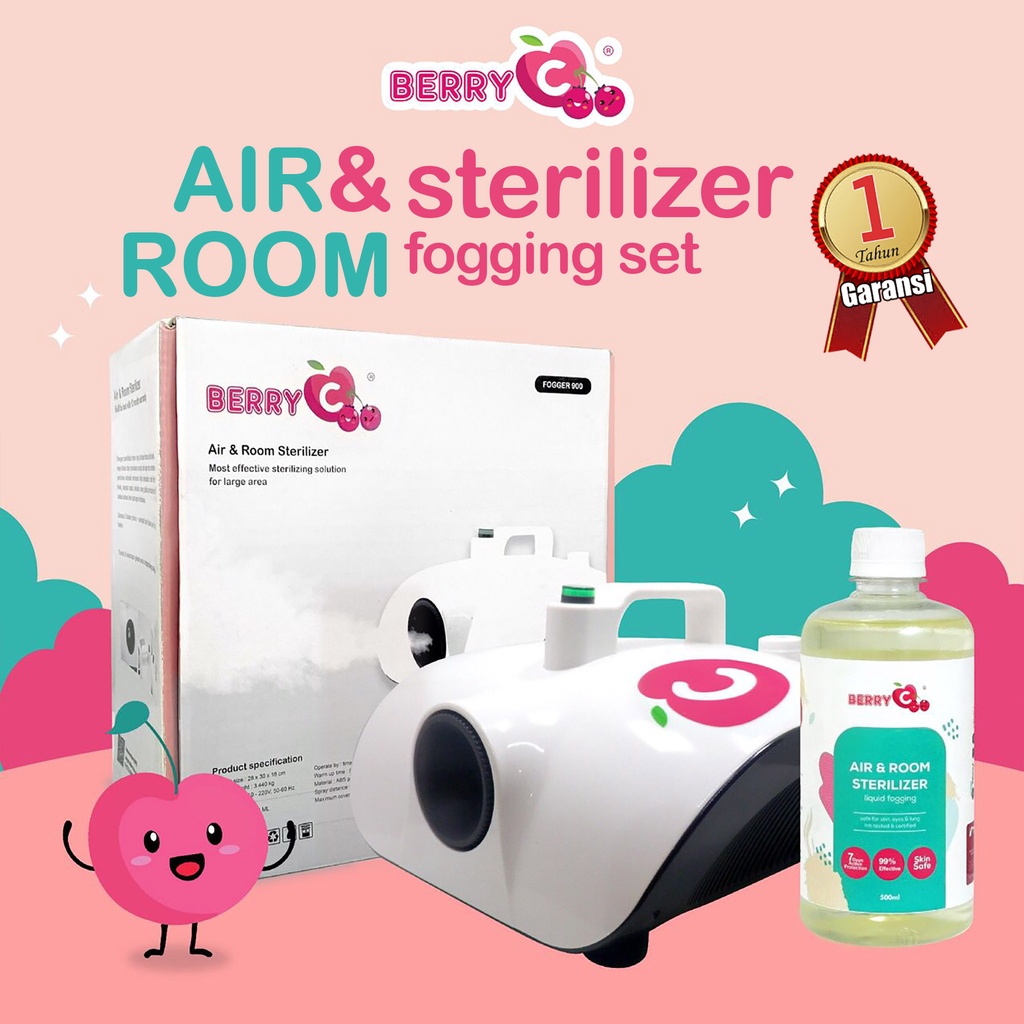 BerryC Bundle 900W Mesin + 500ml Liquid Fogging Smoke Fog Mesin Asap Disinfektan Air Sterilizer Pembersih Udara Virus Bakteri COVID-19 HFMD Flu Singapore Room Ruangan Jamur Sanitize Sanitizer Sanitiser Aman Interior Kantor Rumah Food Contact Safe Pet Kids