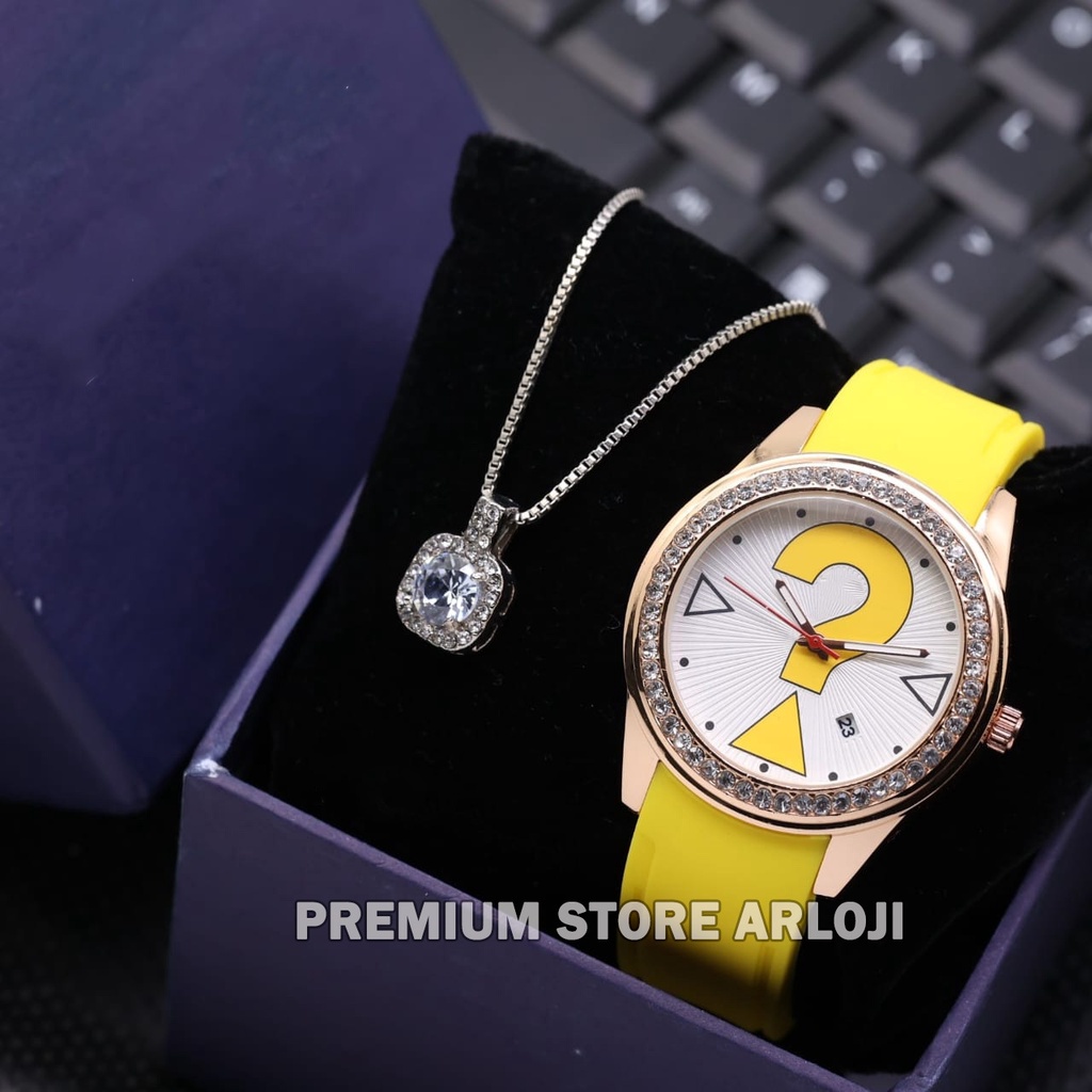 Grosiran Jam Tangan Wanita Psa K4-490 Analog Tali Rubber Tanggal Aktif Original Garansi 6 Bulan Free Box Exclusive Kalung &amp; Baterai Cadangan (COD)