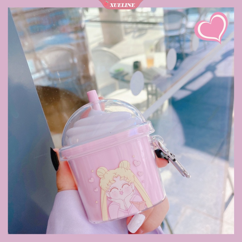 Case Pelindung earphone bluetooth Bentuk Kartun Sailor Moon Bahan Silikon anti Jatuh Untuk AirPods 1 2