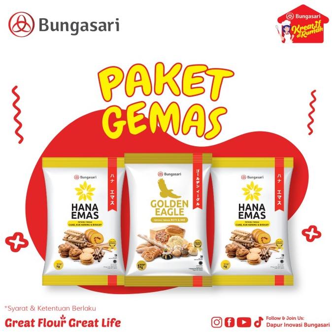 

[COD] BUY Bungasari 2pcs Hana Emas Tepung 1kg + 1pcs Golden Eagle Tepung 1kg [COD]