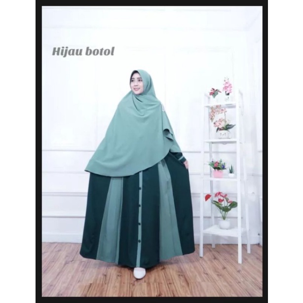 GAMIS SYAR'I ORI BY CALISTA GAMIS SET KHIMAR POLOS ITY CREPE