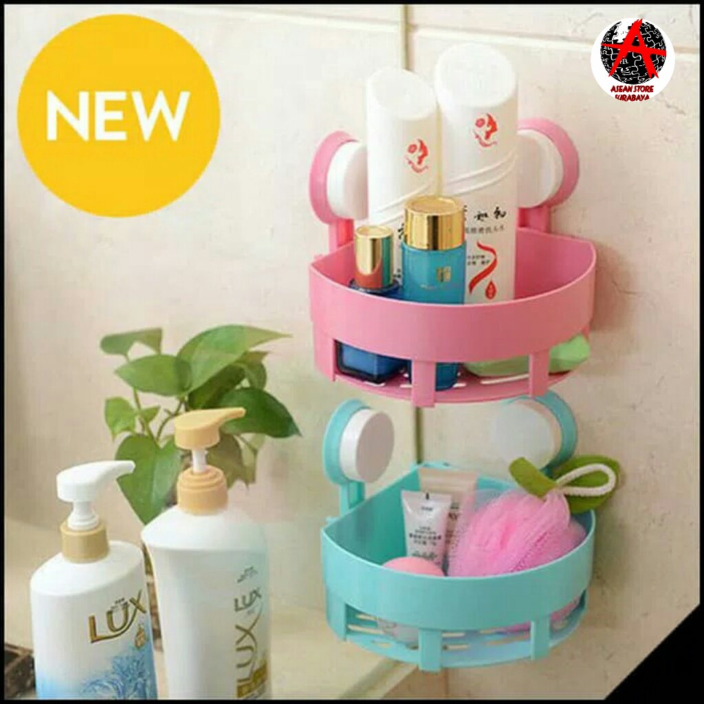 Rak Sudut Serbaguna Super Suction Cup Tanpa Paku & Bor rak sabun rak  shampoo rak kamar mandi