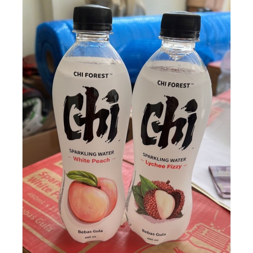 CHI Forest Sparkling Water Lychee Peach Grape Calamasi 480ml Minuman Soda Bebas Gula