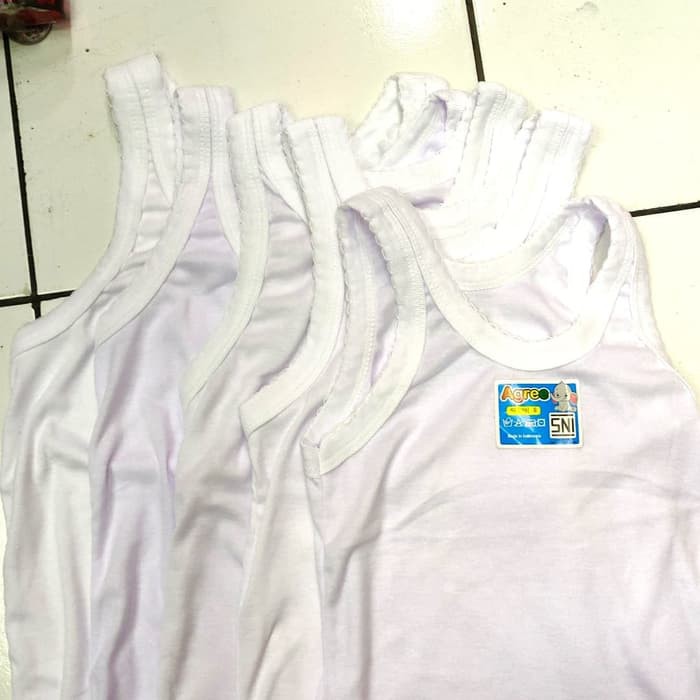 Singlet Anak Agree Kids SG-039 / SF-039 dengan Sedikit Renda Dilingkar Pundak dan Berbahan Katun Jaring Menyerap