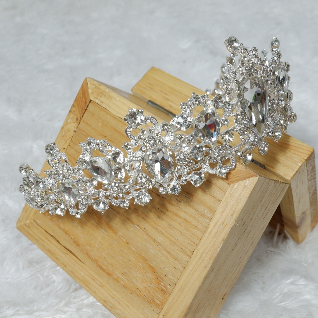 mahkota tiara dueches rhine stone silver