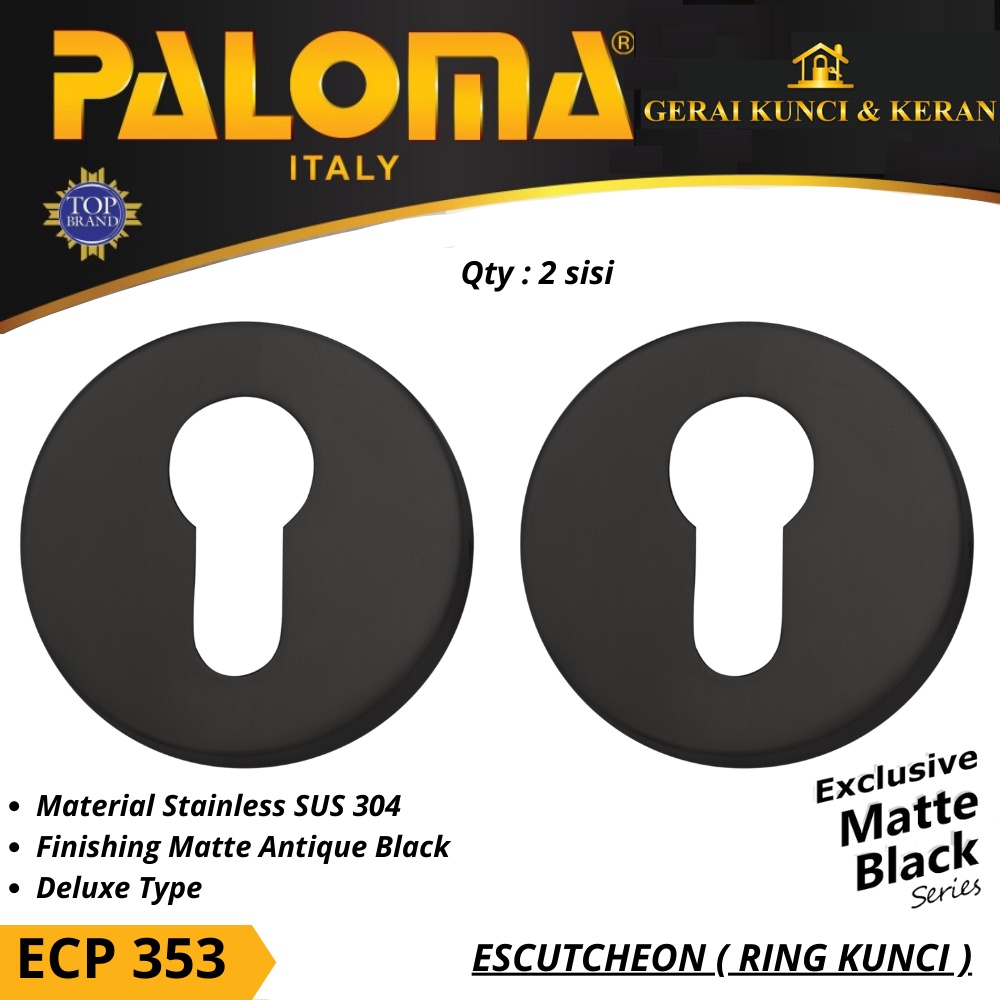 PALOMA ECP 353 RING KUNCI BULAT HITAM BLACK ESCUTCHEON DELUXE COVER TUTUP CYLINDER KUNCI