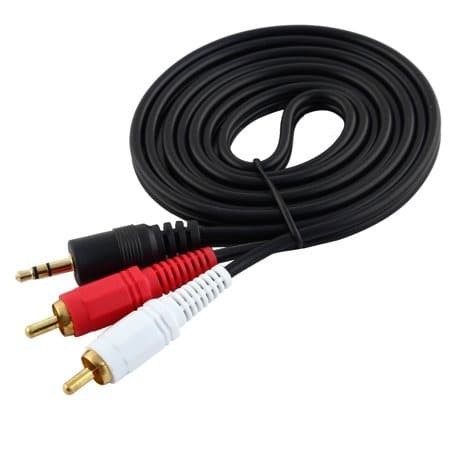 Cable Aux 3.5mm To Rca 2 1.5m gold stereo standard - kabel audio 3.5 to av video rca2 1.5 meter