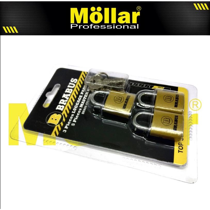 Gembok Koper BRABUS uk 20mm Master Key Set 3 pcs - Luggage Padlock 20 mm Kunci Gantung Tas Bagasi