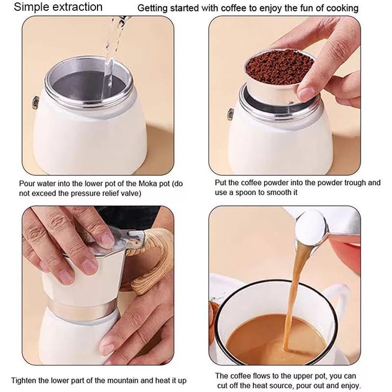 mokapot espresso coffee three color / mokapot coffee maker handle kayu / mokapot free bonus tatakan kompor