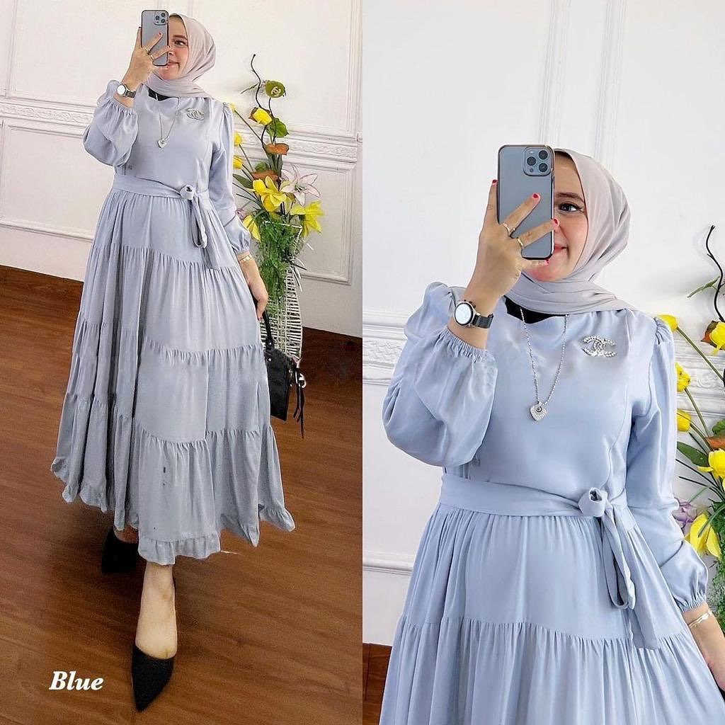 NAZWA MIDI DRESS BO Bahan RAYON VISCORE LD 105 CM PJ 125 CM PT 56 CM MIDI DRESS MUSLIM MIDI CASUAL DRESS KOREA MIDI LONG DRESS KOREA