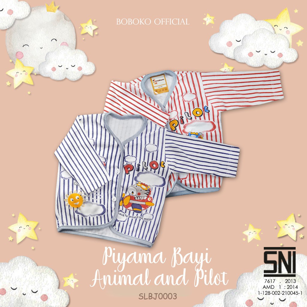 BOBOKO BAJU BAYI LENGAN PANJANG SALUR BA NEW BORN MOTIF RANDOM