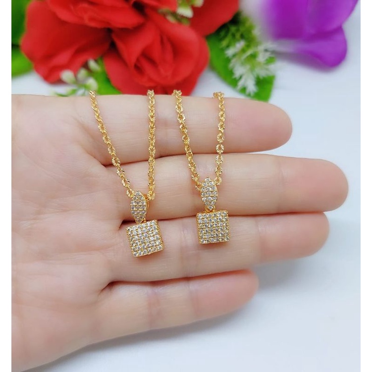 Set Xuping Kalung+Liontin Full Permata Lapis emas 18k 061.062