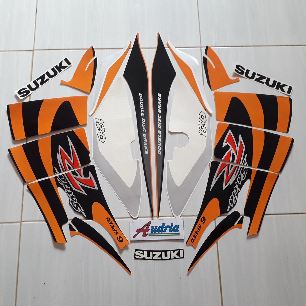 Striping Sticker Motor Suzuki Satria 120R 2002 Orange-hitam