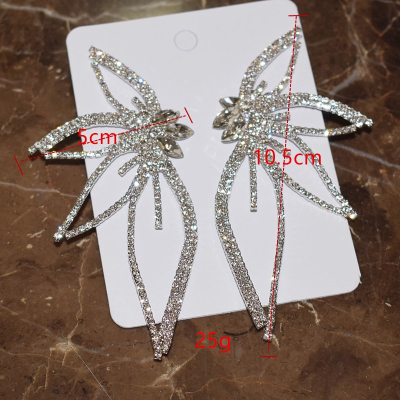 Anting Berlian Imitasi Bentuk Bunga Daun Geometris Bahan Alloy