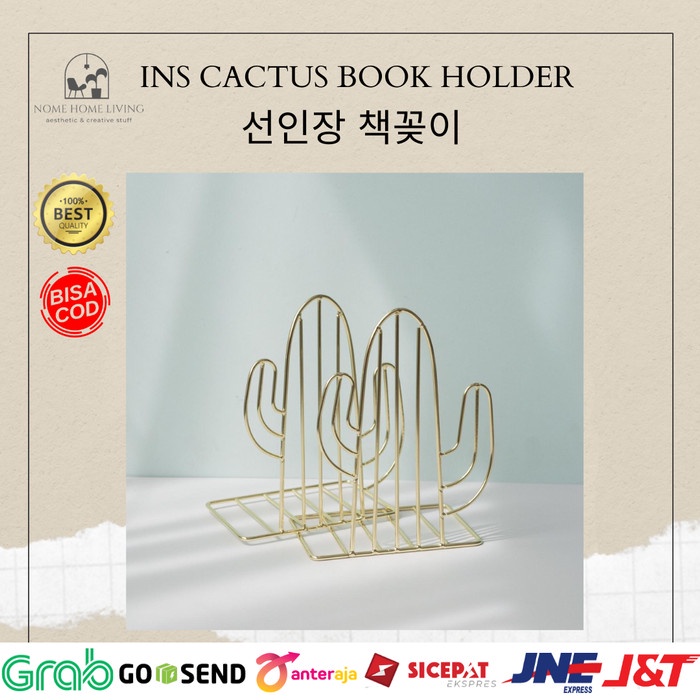 

Sale!!! Cactus Bookholder Bookend Cuts / Holder Buku / Pembatas Buku Gold Rose Diskon