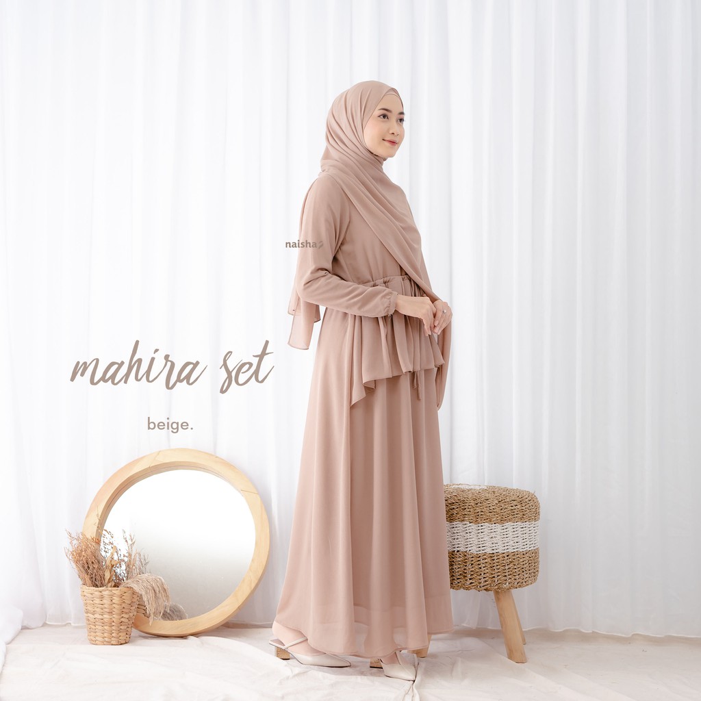 Naisha Gamis Mahira Set  + Pashmina Ceruty/Gamis Wanita/Gamis Muslim/Syar'I